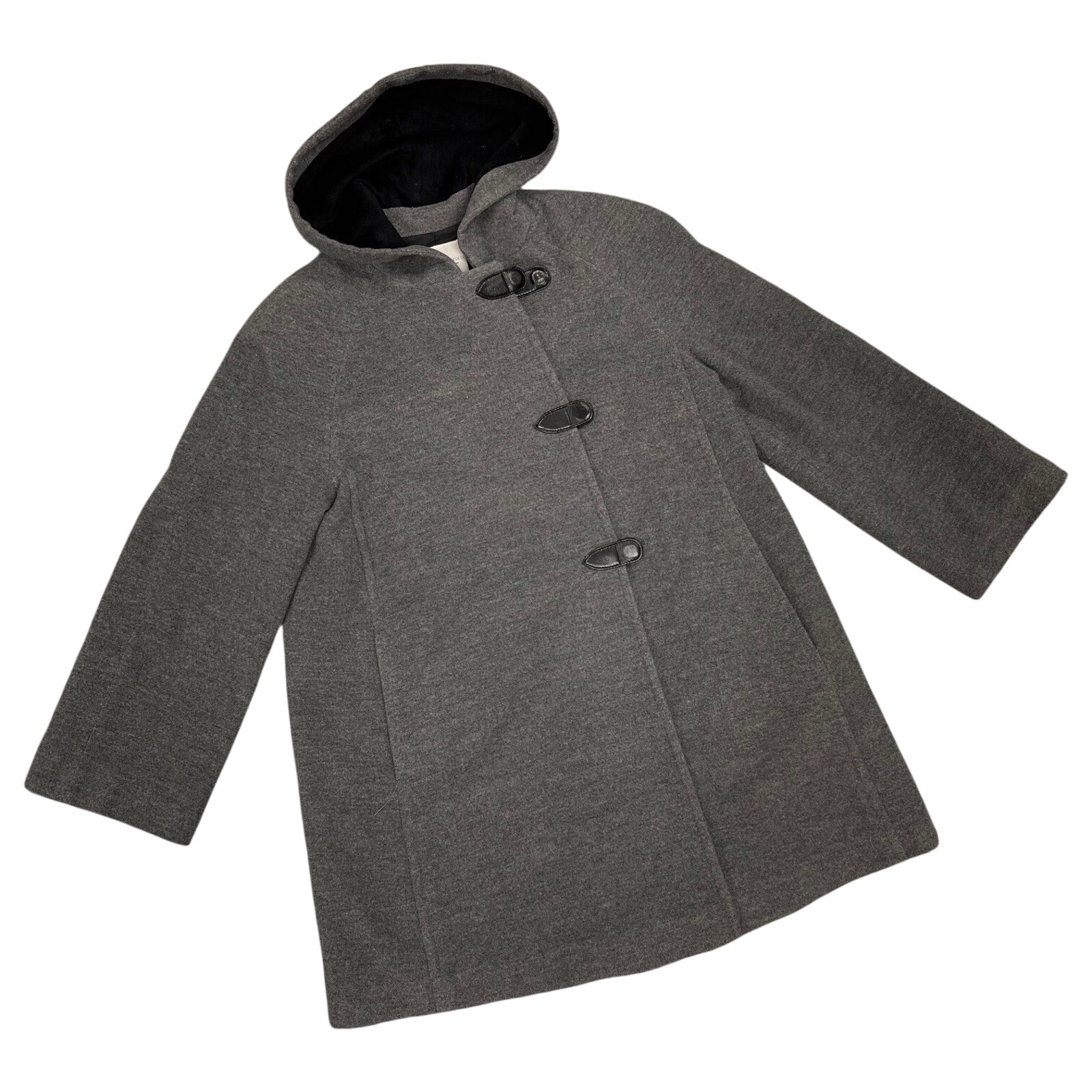 Marisa Minicucci Coat Gray Hooded Wool Angora Blend Magnetic Snap Close Designer